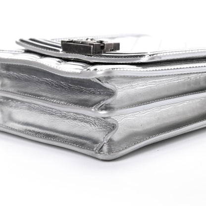 Chanel Metallic Goatskin Quilted North South Boy Flap Silver 7 of 10
