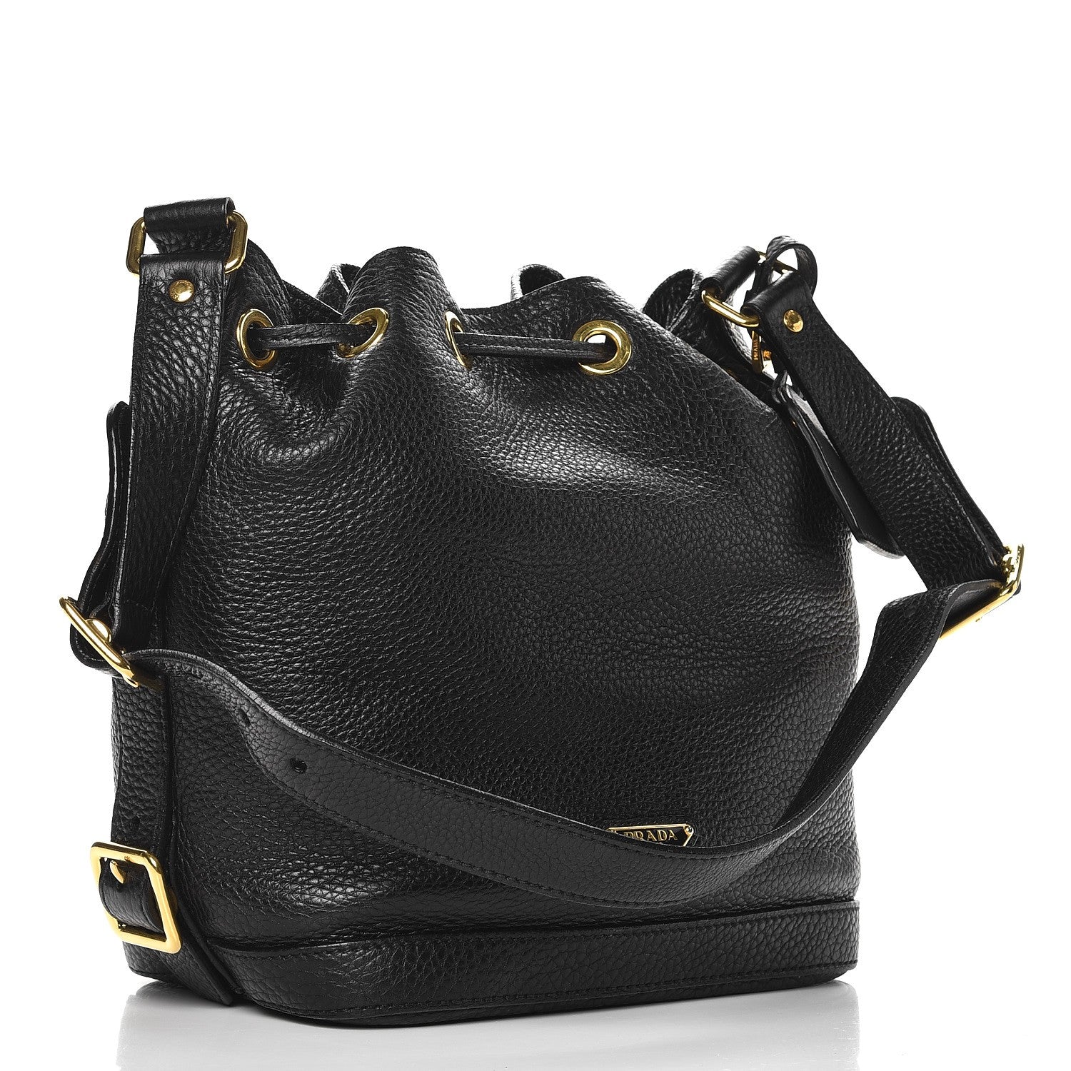 Prada Vitello Daino Drawstring Bucket Nero Black 3 of 10