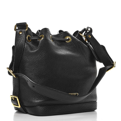 Prada Vitello Daino Drawstring Bucket Nero Black 3 of 10