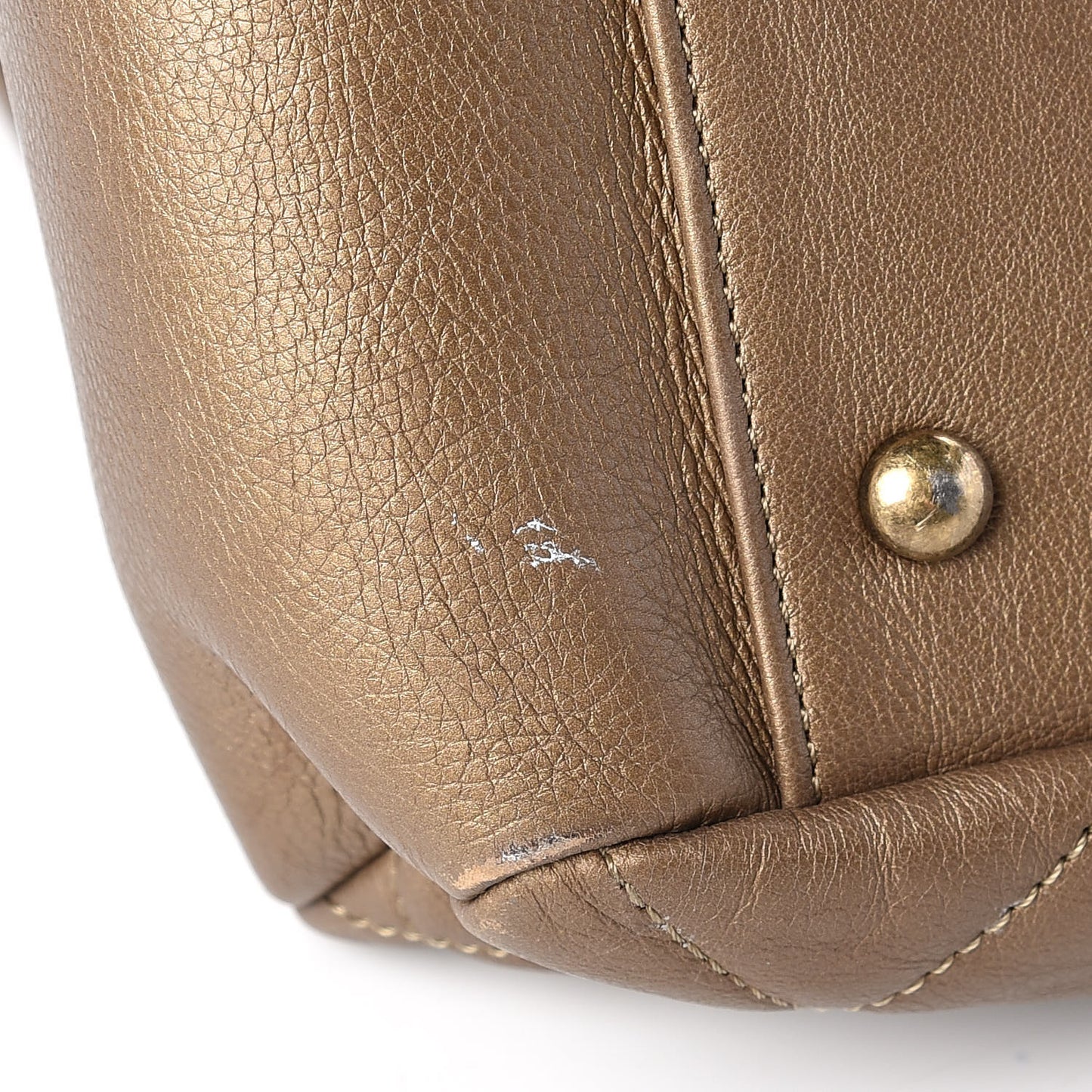Metallic Calfskin Quilted Large CC Crown Tote Gold