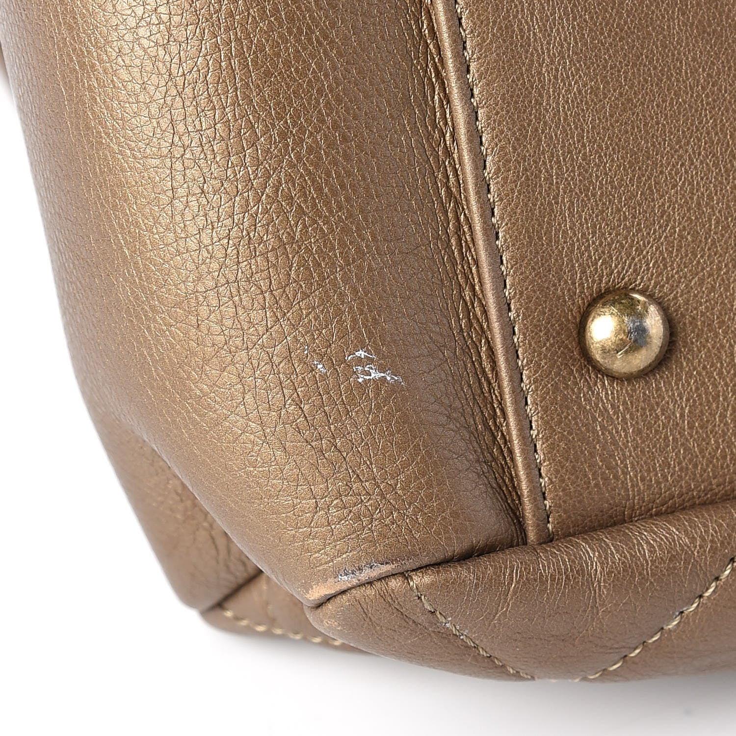 Chanel Metallic Calfskin Quilted Large CC Crown Tote Gold 10 of 14