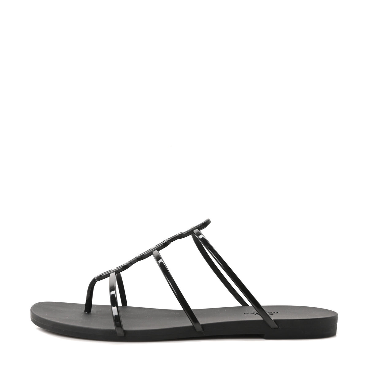 Hermes Rubber Womens Mykonos Sandals 39 Black 1 of 9