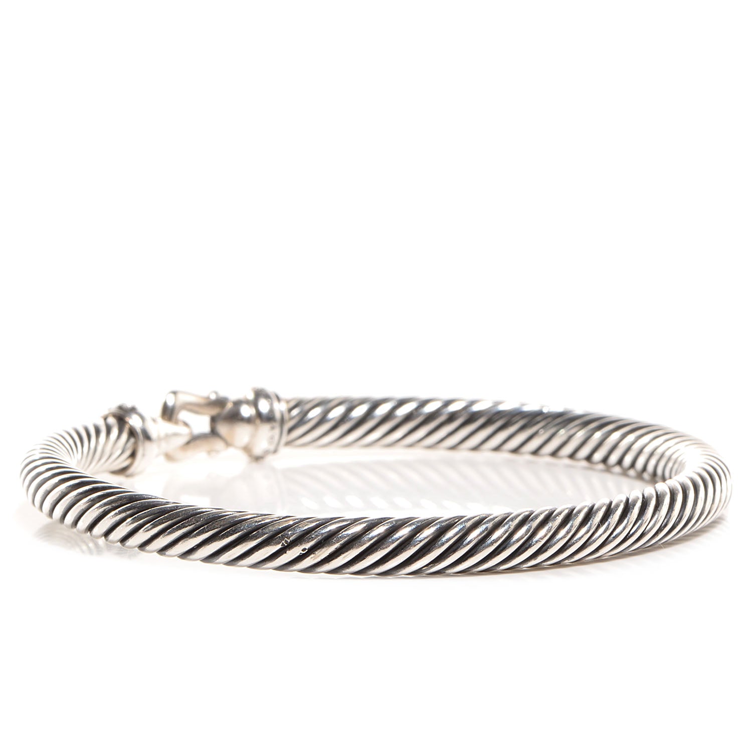 David Yurman Sterling Silver Diamond 5mm Cable Buckle Bracelet 4 of 16