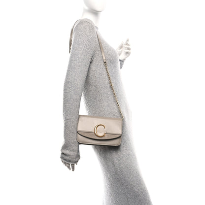 Chloe Calfskin Suede C Clutch With Chain Motty Grey 2 of 9