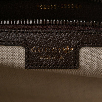 Gucci X ADIDAS Crystal Vintage Monogram Textured Dollar Calfskin Web Trefoil Logo Mini Bowling Bag Mid Natural Nut Off White New Acero 6 of 10