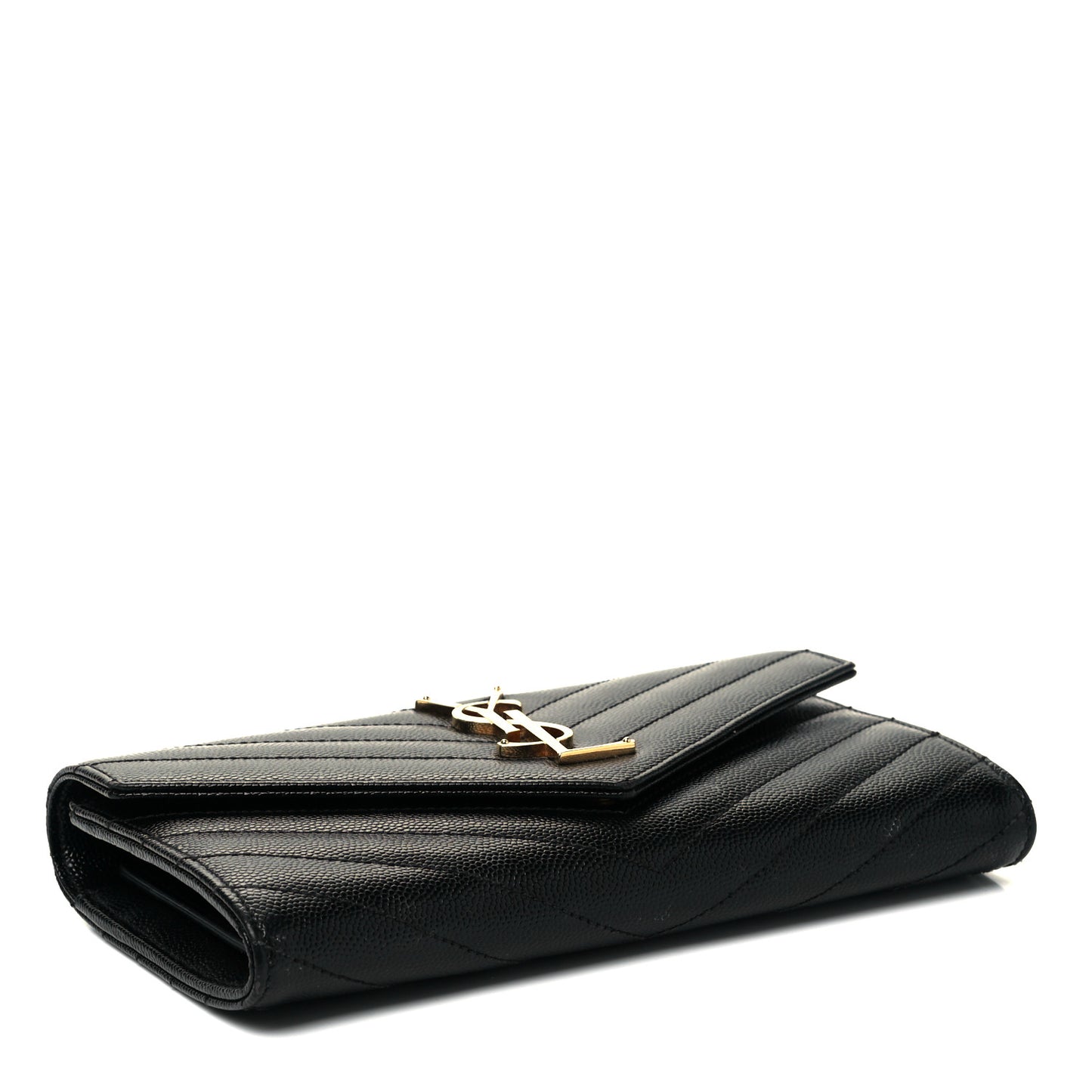 Grain De Poudre Matelasse Chevron Monogram Flap Wallet Black