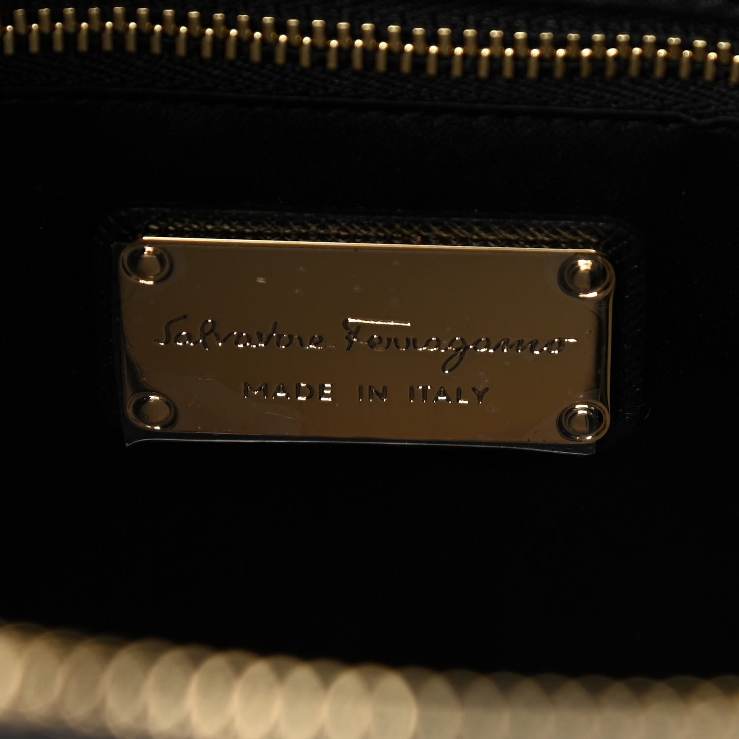 Salvatore Ferragamo Printed Calfskin Beky Tote Black 7 of 11