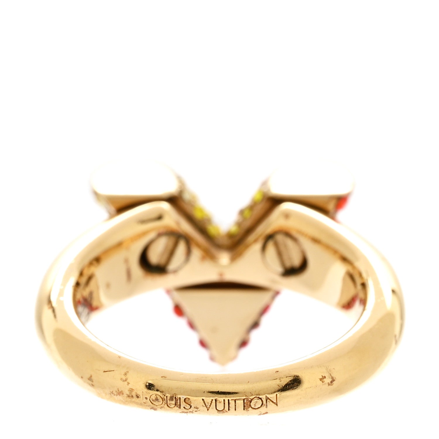 Louis Vuitton Crystal Essential V Strass Ring M 6.25 Multicolor Gold 3 of 6