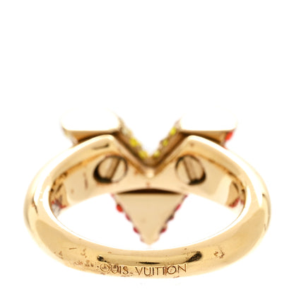 Louis Vuitton Crystal Essential V Strass Ring M 6.25 Multicolor Gold 3 of 6