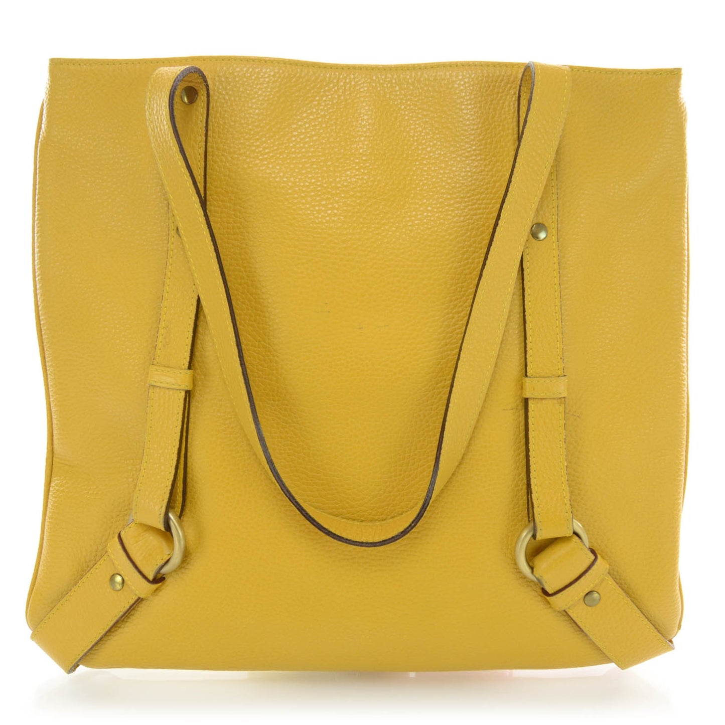Grain Calfskin Flat Portrait Tote Yellow