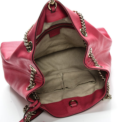 Gucci Pebbled Calfskin Medium Soho Chain Shoulder Bag Pink 5 of 9