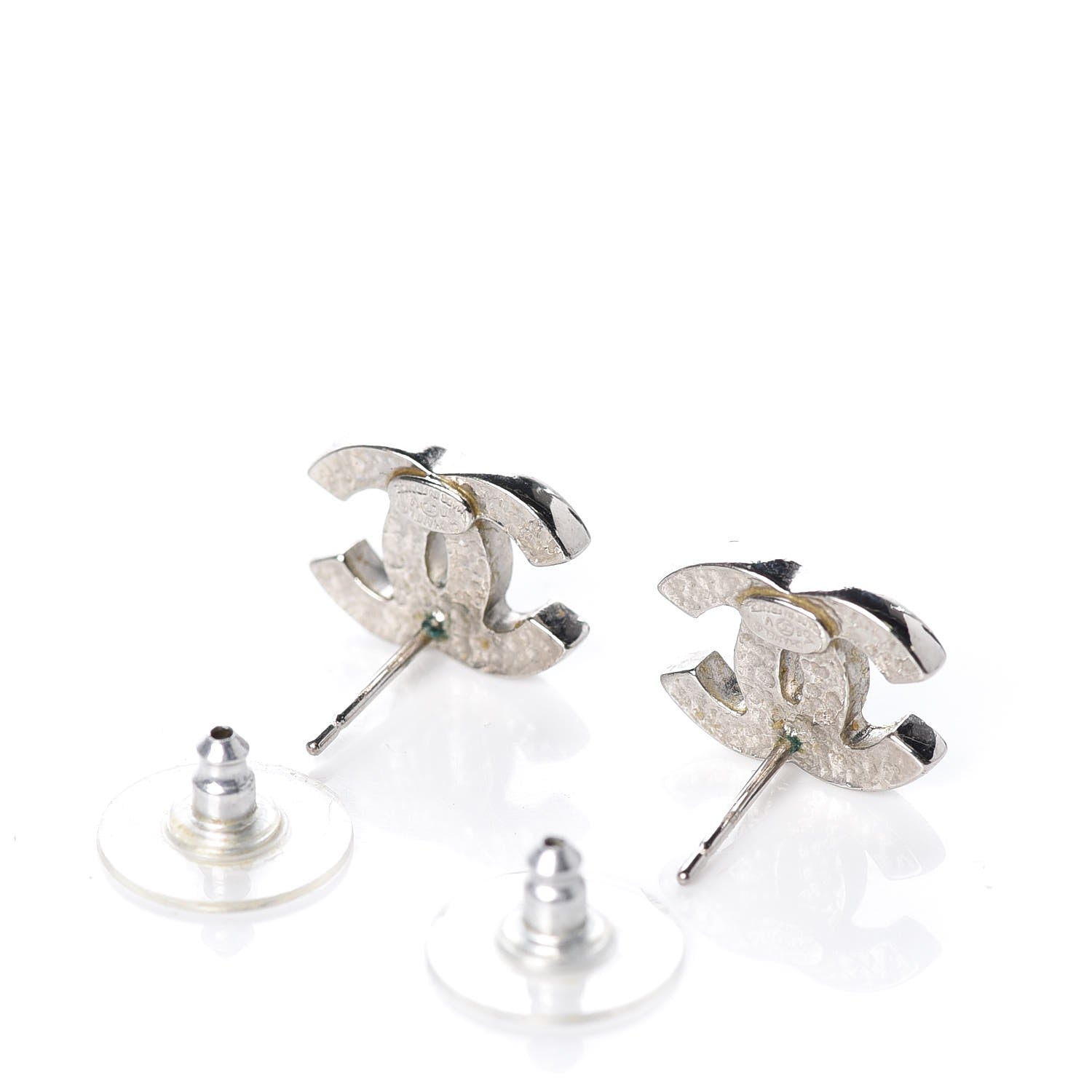 Chanel Crystal CC Earrings Silver 3 of 5