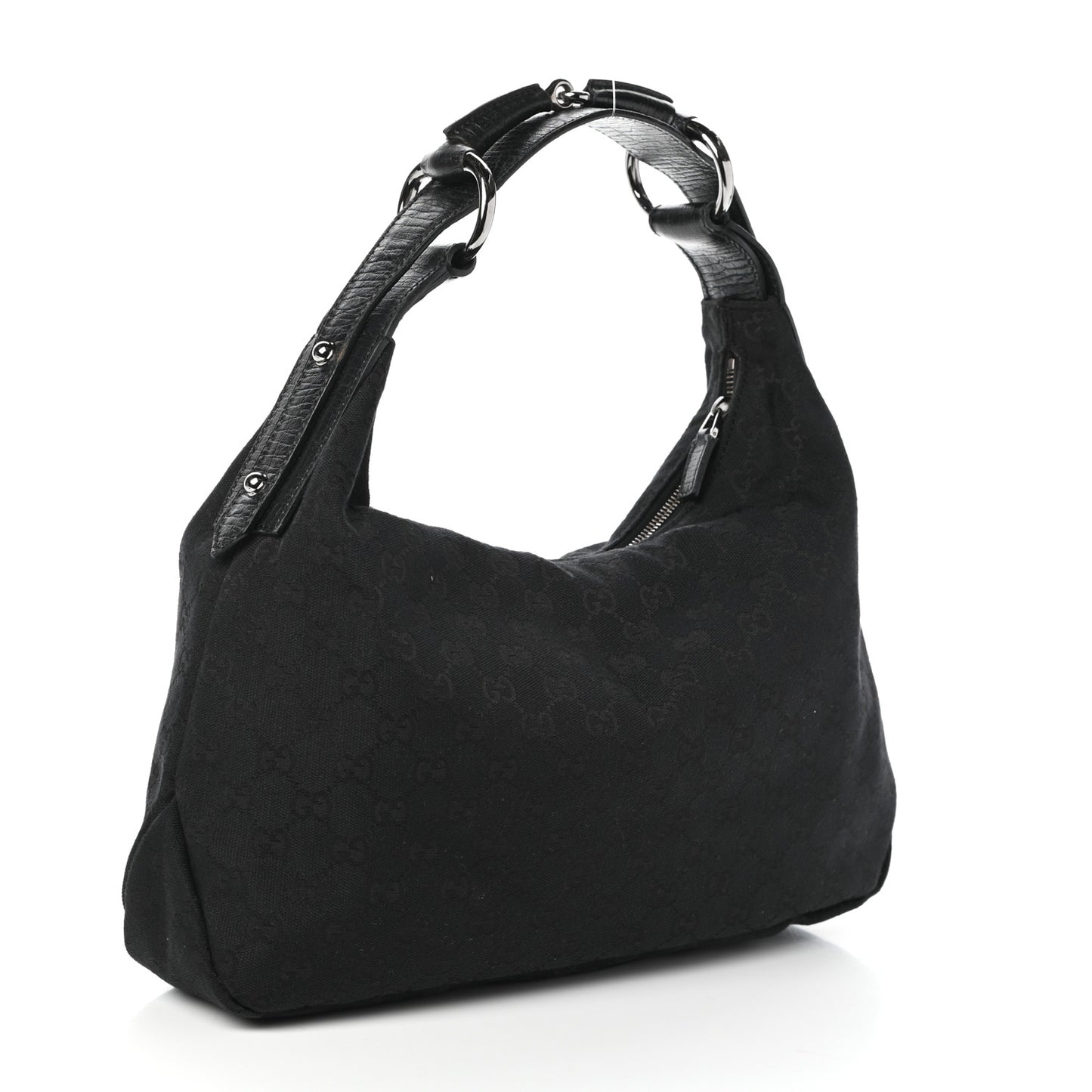 Monogram Medium Horsebit Chain Hobo Black