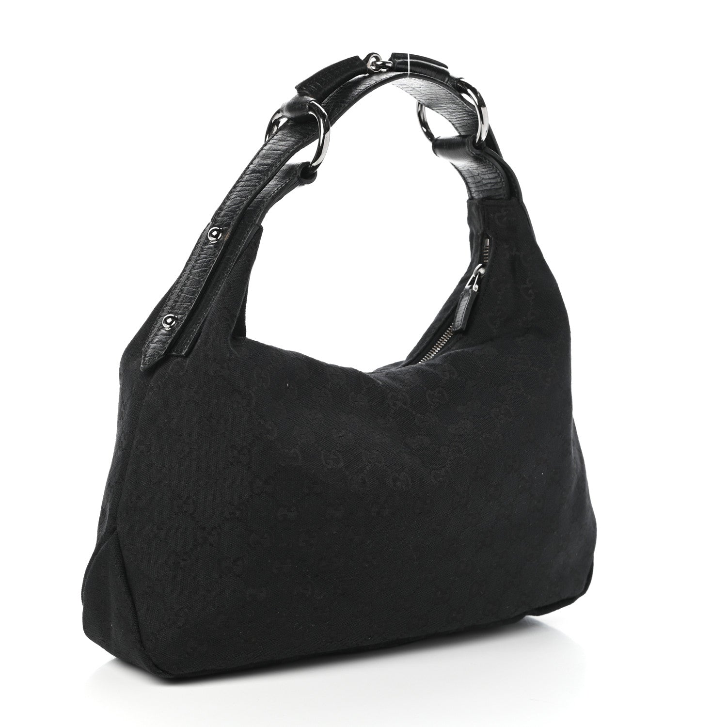 Gucci Monogram Medium Horsebit Chain Hobo Black 3 of 8