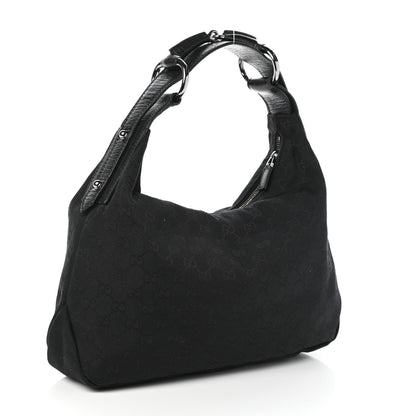 Gucci Monogram Medium Horsebit Chain Hobo Black 3 of 8