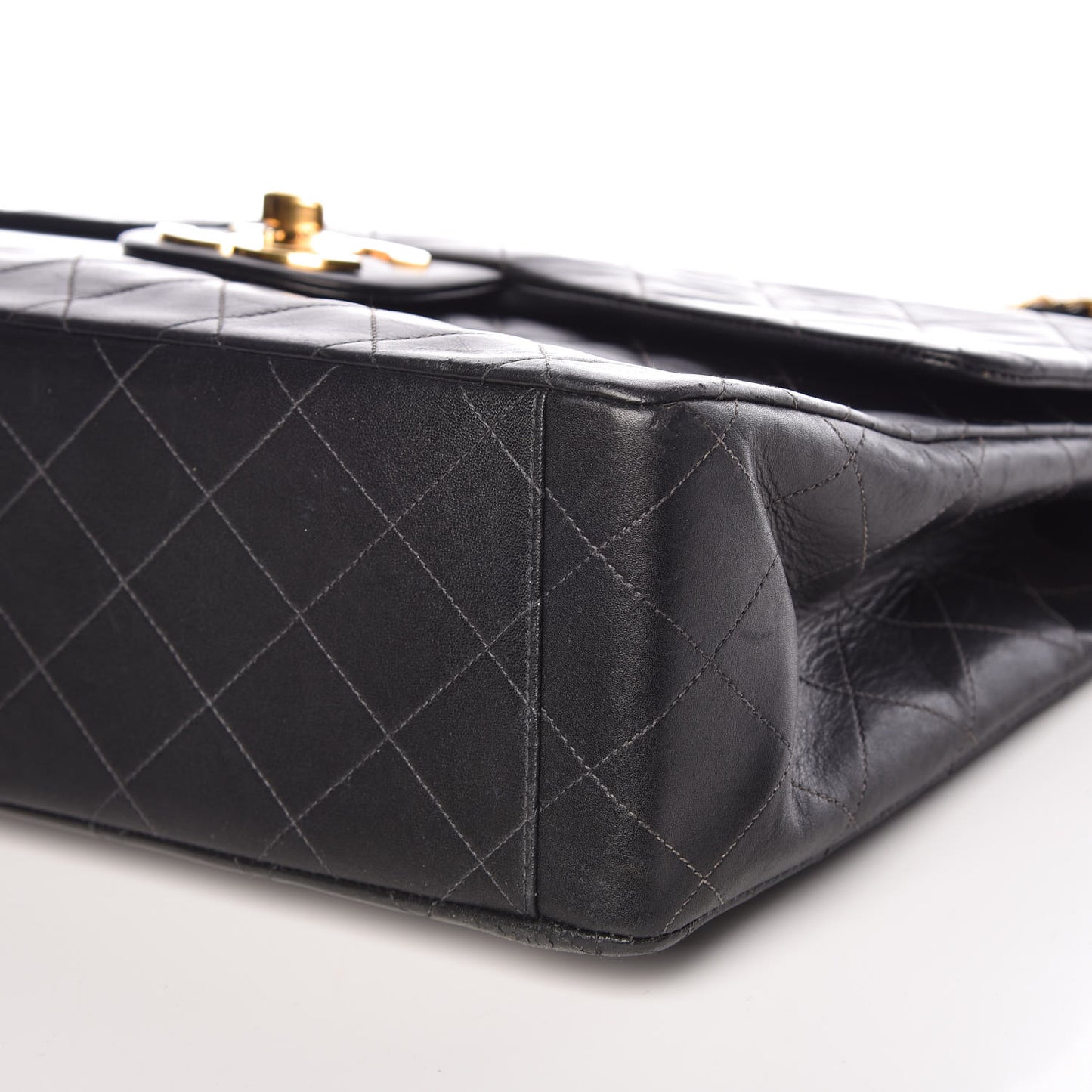 Lambskin Quilted XL Jumbo Single Flap Black