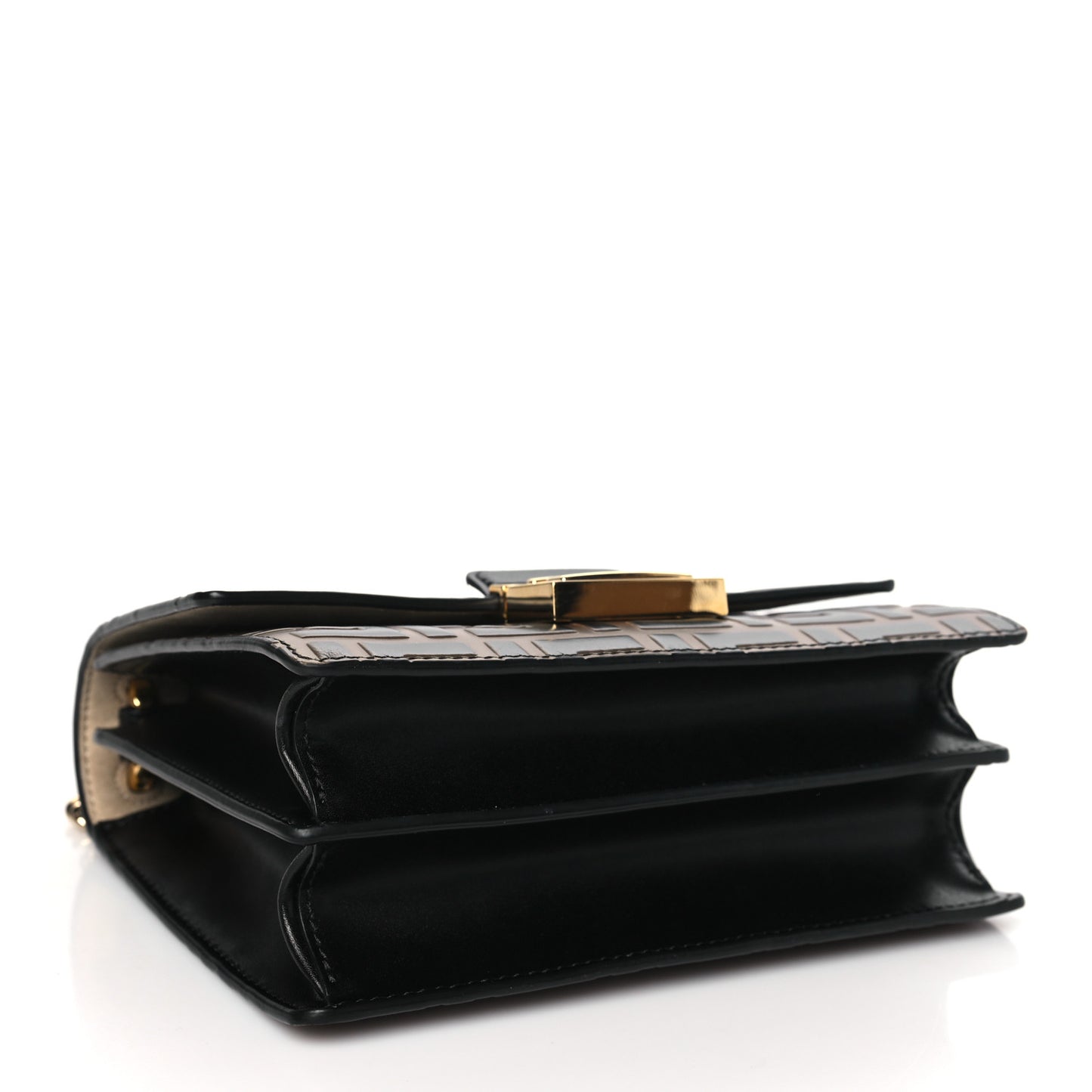 Vitello Liberty Bi-Color FF 1974 Embossed Small Kan U Shoulder Bag Maya Black