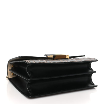 Fendi Vitello Liberty Bi-Color FF 1974 Embossed Small Kan U Shoulder Bag Maya Black 4 of 11