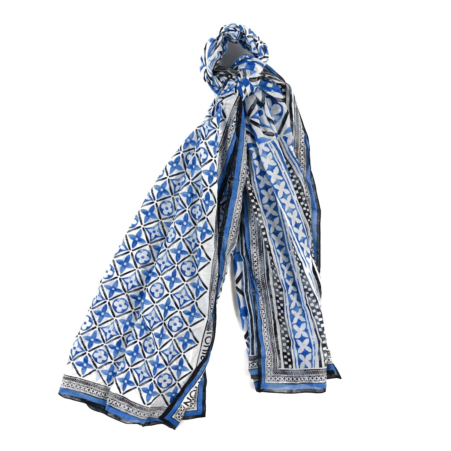 Louis Vuitton Cotton Monogram Giant By The Pool Square Scarf Blue 1 of 3
