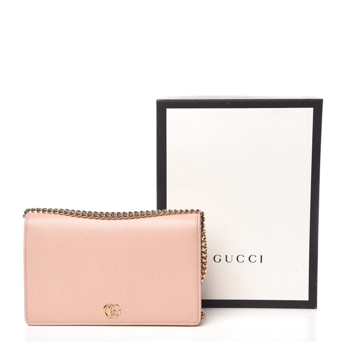 Dollar Calfskin Mini GG Marmont Chain Wallet Perfect Pink
