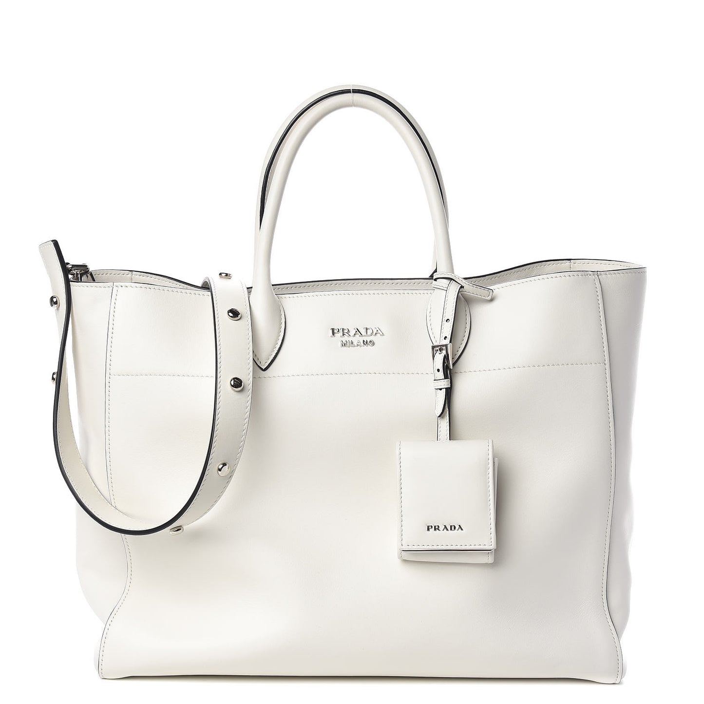 City Calf Shopping Tote White