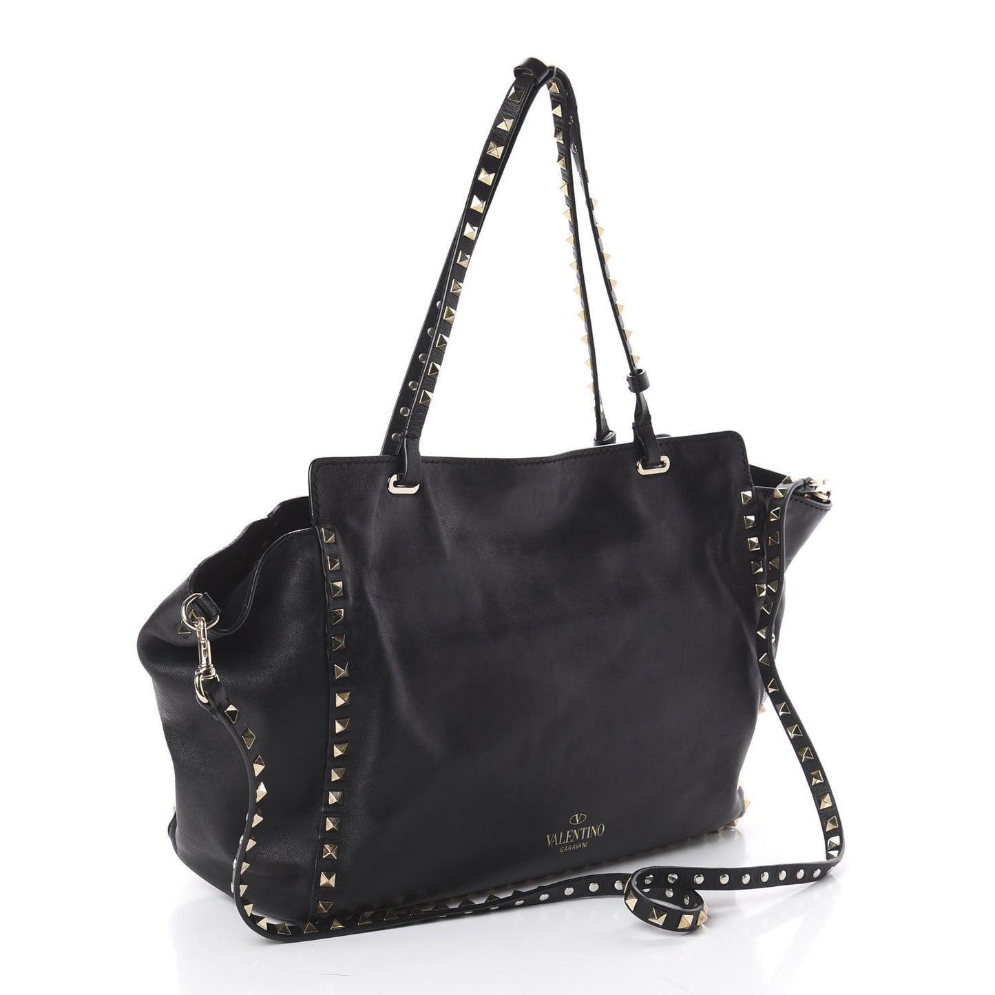 Vitello Medium Rockstud Tote Black