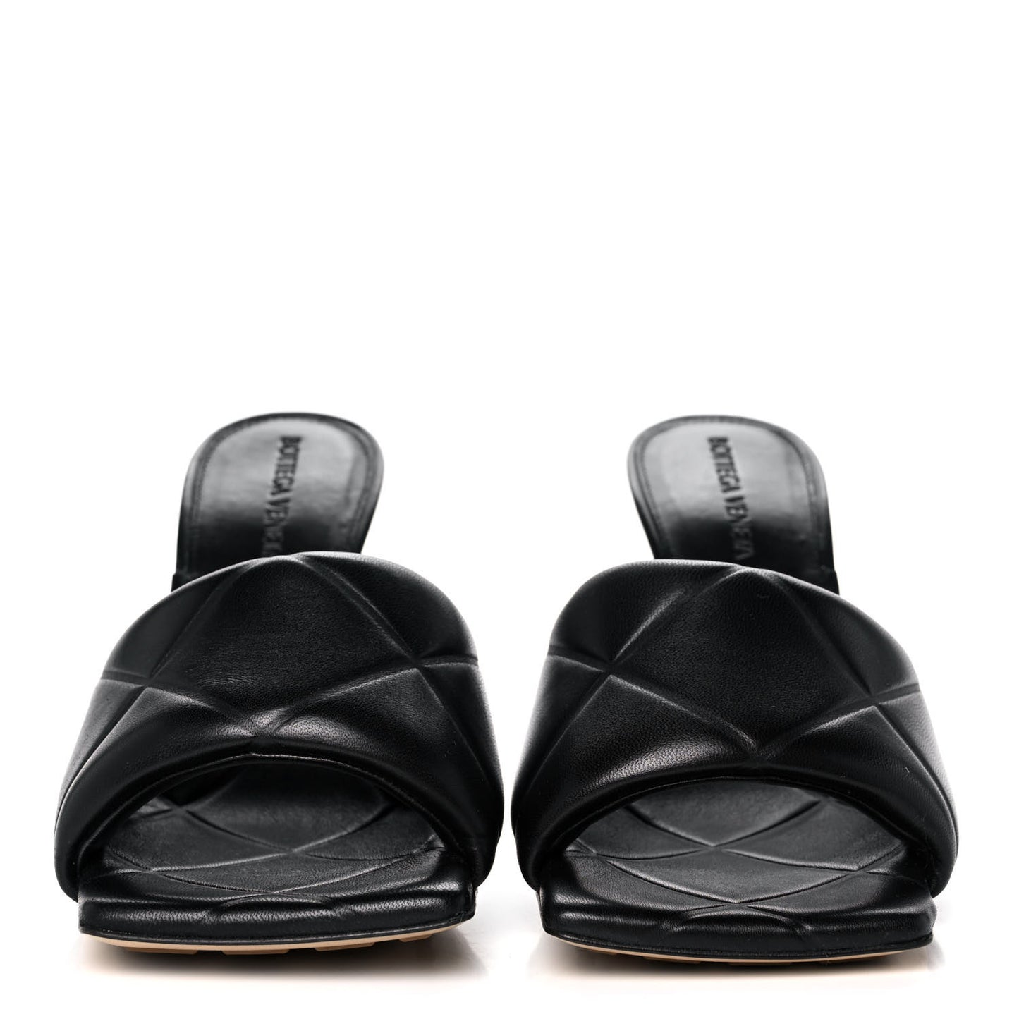 Nappa Quilted Rubber Lido Mule Sandals 38.5 Black