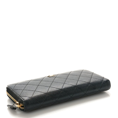 Chanel Caviar Quilted Large Gusset Zip Around Wallet Black 4 of 12