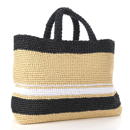 Prada Raffia Logo Tote Naurale Black 3 of 9