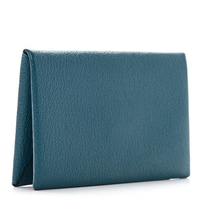 Hermes Chevre Mysore Calvi Card Case Vert Bosphore 3 of 10