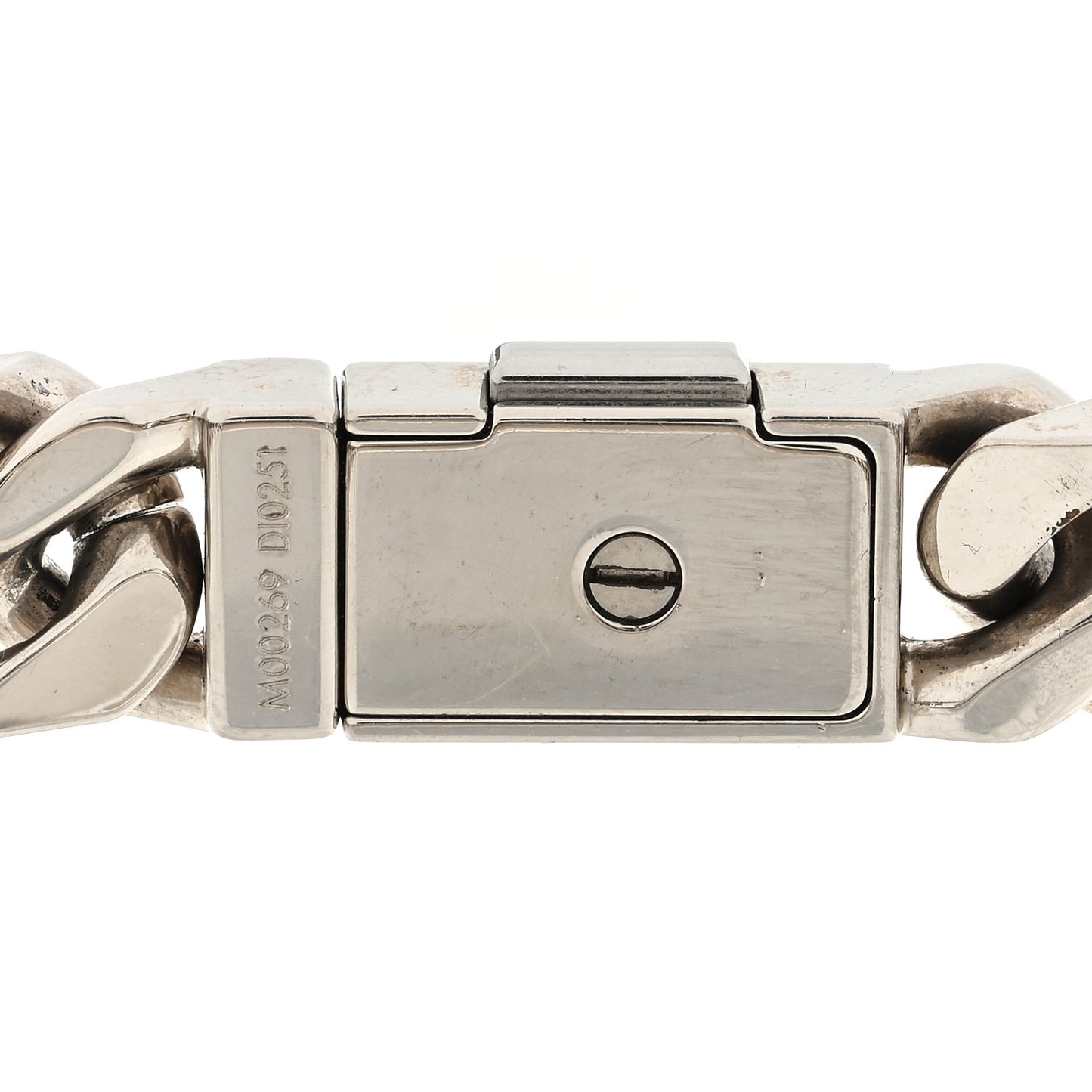 Zamac Palladium Monogram Chain Bracelet Silver