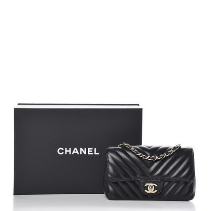 Chanel Lambskin Chevron Quilted Mini Rectangular Flap Black 12 of 12