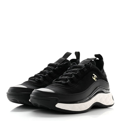 Chanel Velvet Calfskin Mixed Fibers CC Sneakers 38 Black 3 of 13