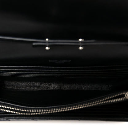 Saint Laurent Grain De Poudre Matelasse Chevron Monogram Chain Wallet Black 5 of 10