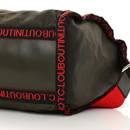Christian Louboutin Calfskin Nyon Duffle Army Green Red Black 10 of 16