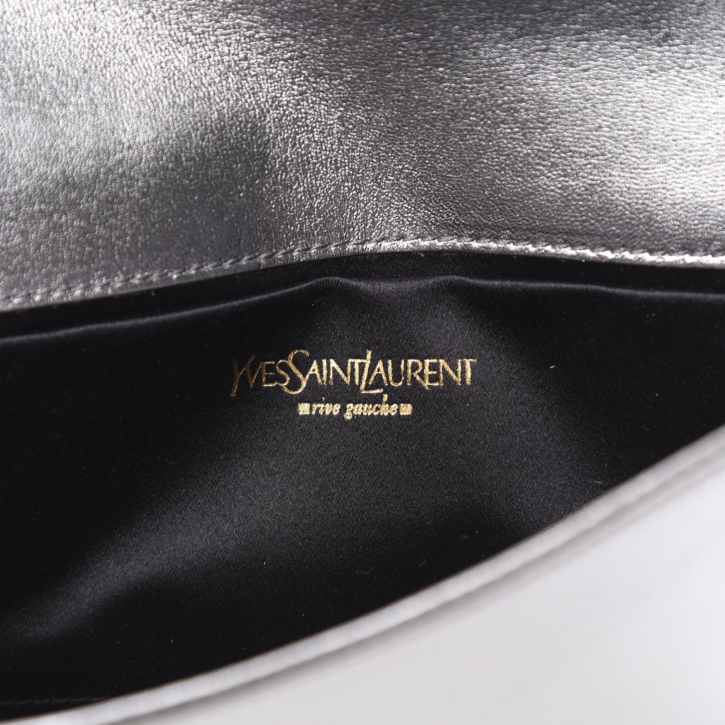 Metallic Calfskin Y-Mail Clutch Silver