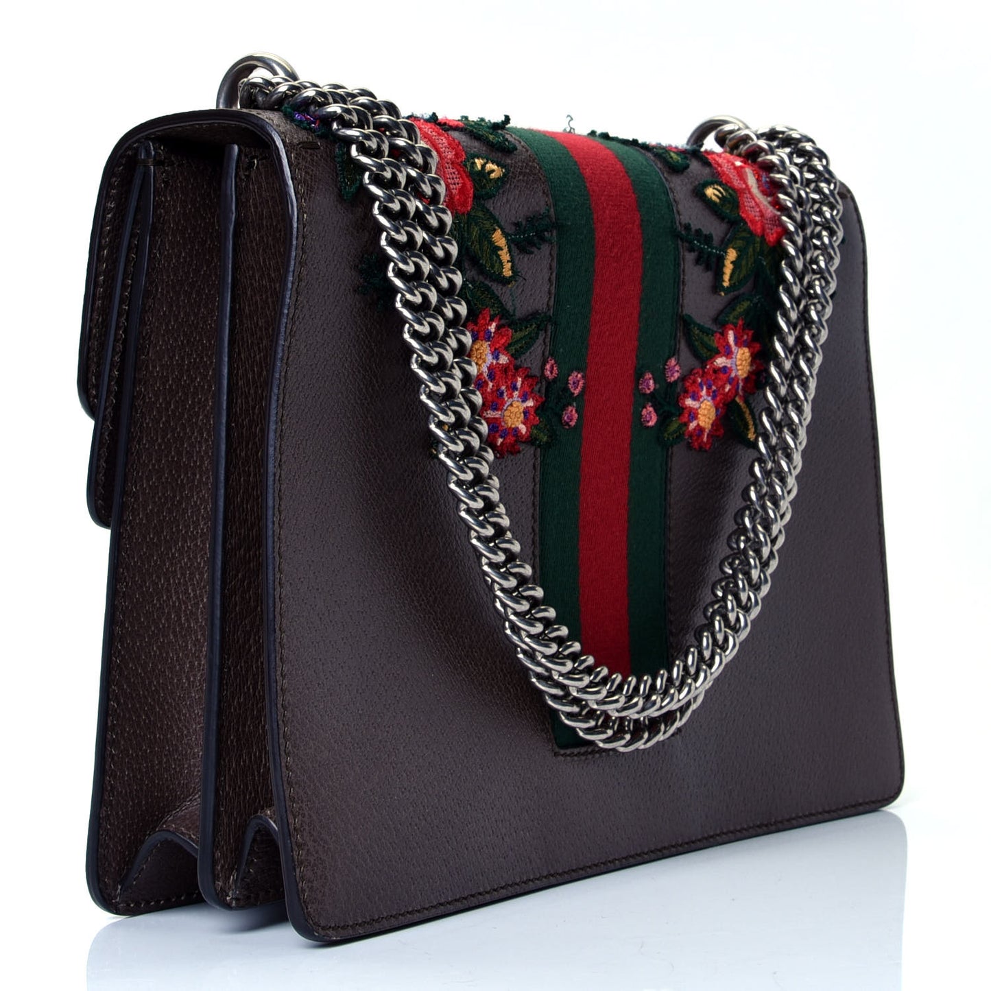 Calfskin Web Owl Embroidered Medium Dionysus Shoulder Bag New Acero Multicolor