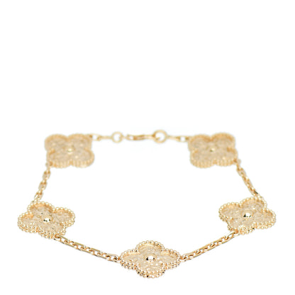 Van Cleef & Arpels 18K Yellow Gold 5 Motifs Vintage Alhambra Bracelet 1 of 5