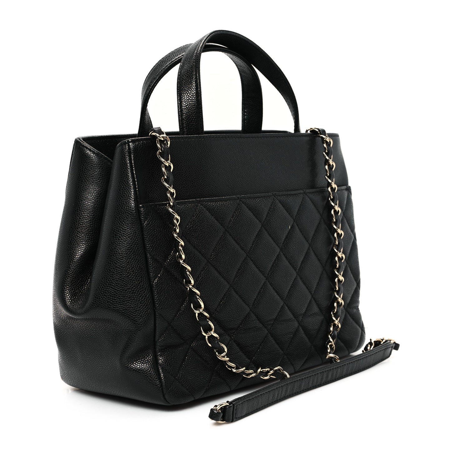 Caviar Quilted Small Business Affinity Shopping Bag Black