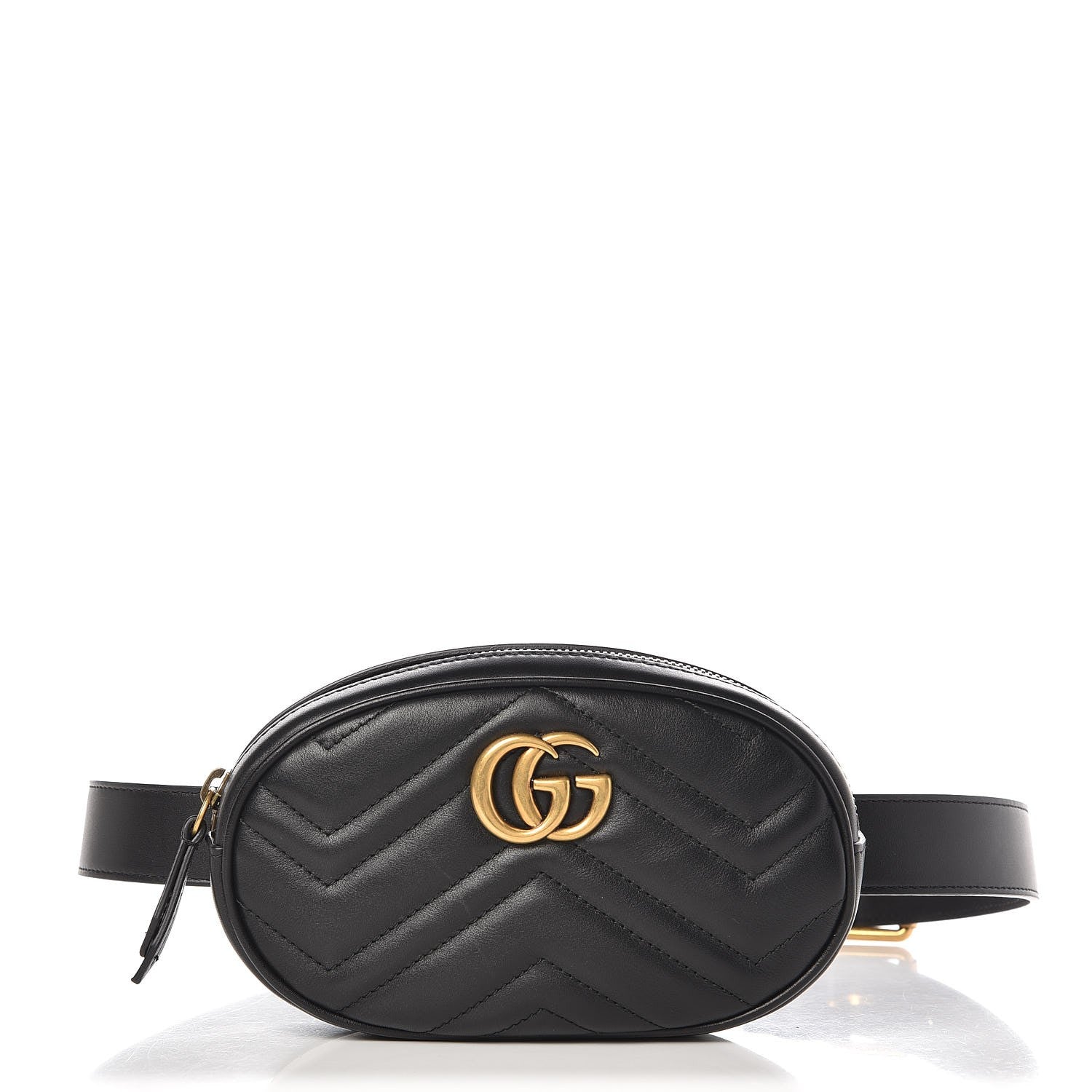 Gucci Calfskin Matelasse GG Marmont Belt Bag 85 34 Black 1 of 8