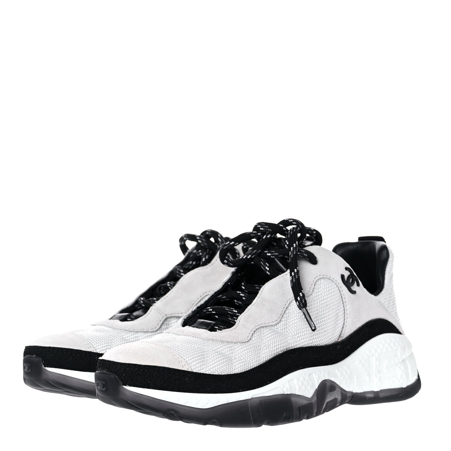 Chanel Mesh Suede Calfskin Quilted Sneakers 38 White Ivory 3 of 12