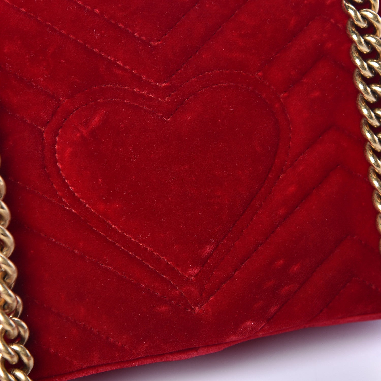 Gucci Velvet Matelasse Mini GG Marmont Shoulder Bag Hibiscus Red 15 of 17