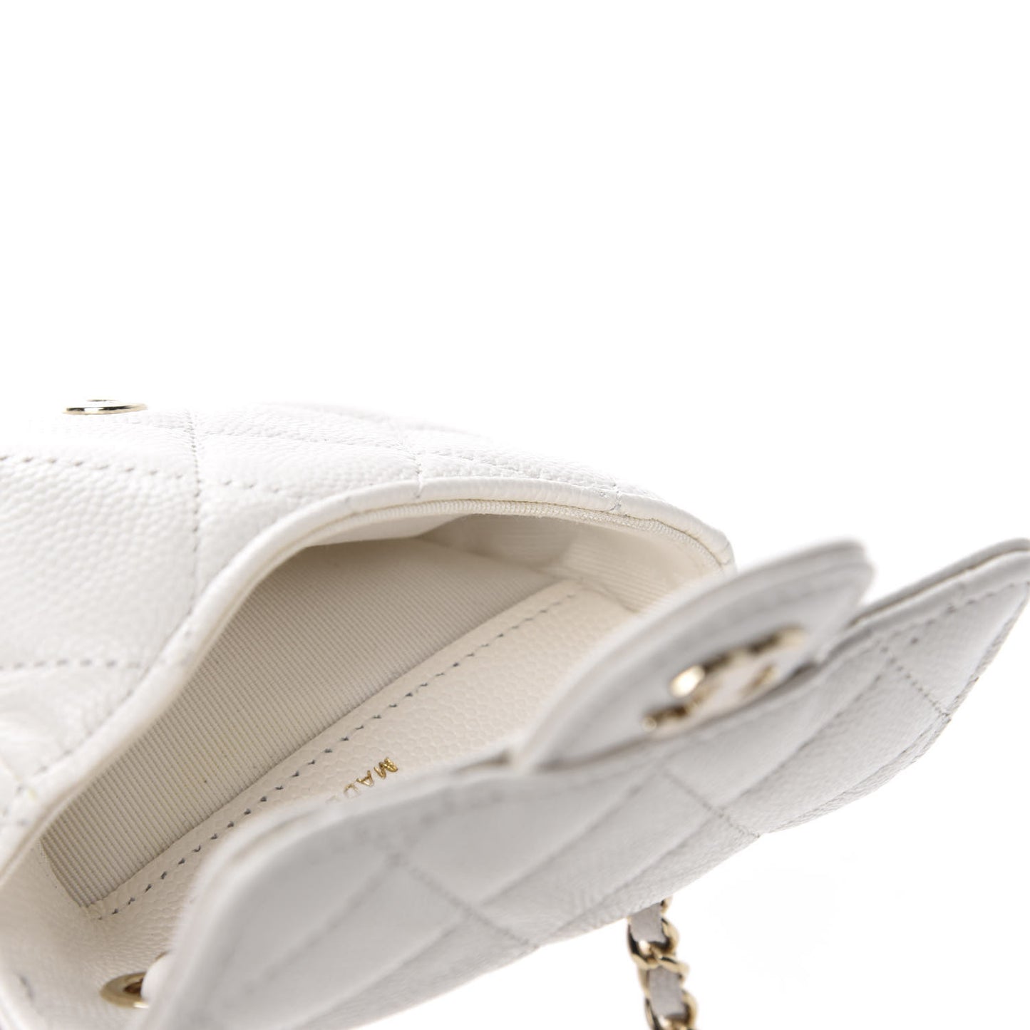 Caviar Quilted Flap Chain Waist Bag White