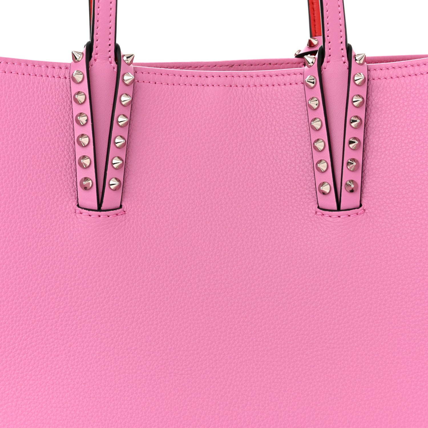 Christian Louboutin Calfskin Empire Spikes Small East West Cabata Tote Pink 9 of 11
