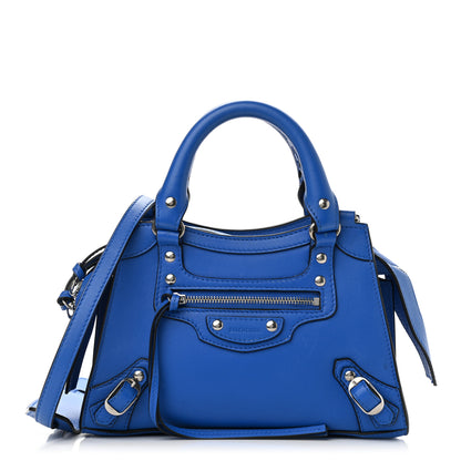Balenciaga Smooth Calfskin Neo Classic Silver Hardware Mini City Bleu 1 of 9