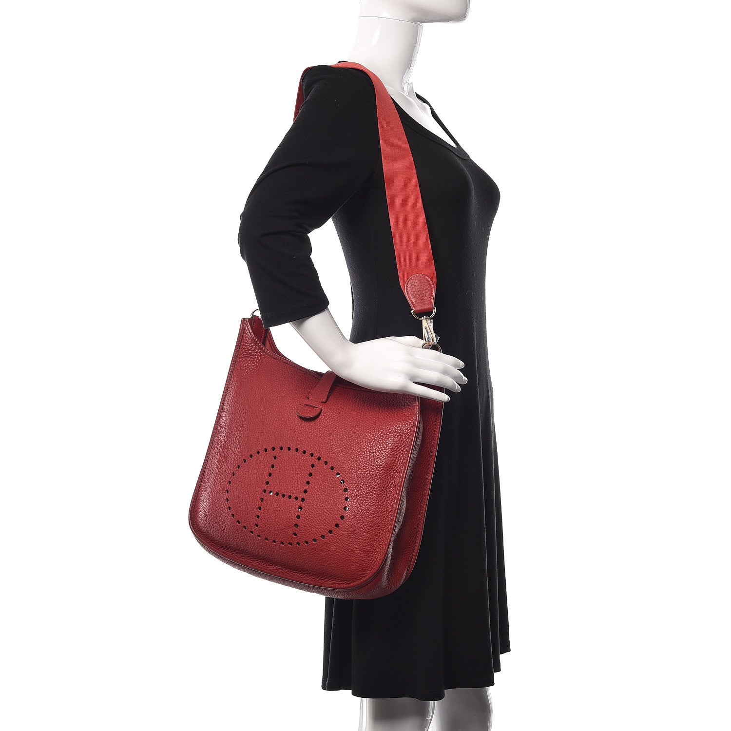 Hermes Taurillon Clemence Evelyne GM Rouge Vif 2 of 18