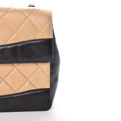 Chanel Lambskin Quilted Medium Single Flap Beige Black 25 of 26