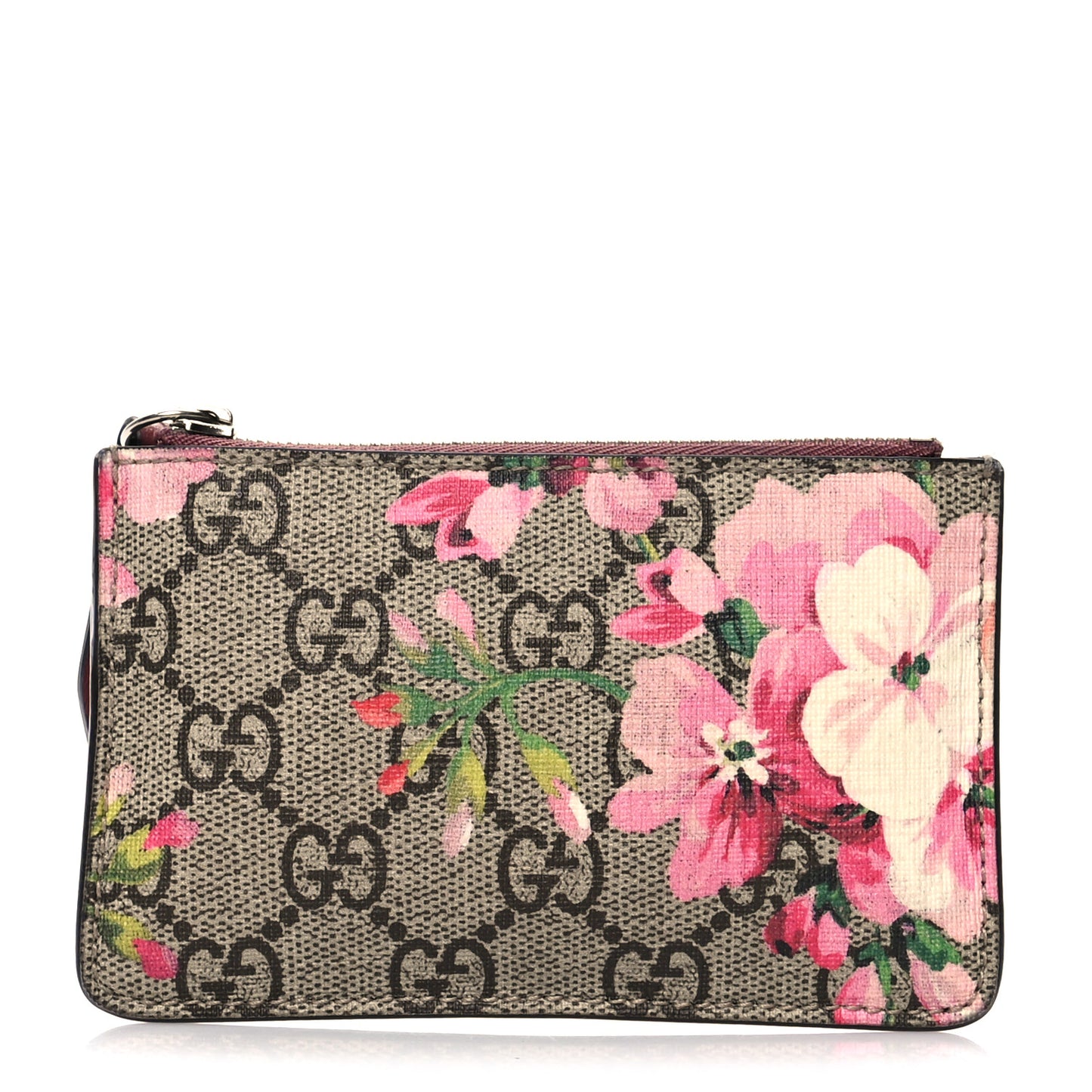 Gucci GG Supreme Monogram Blooms Key Ring Coin Case Beige