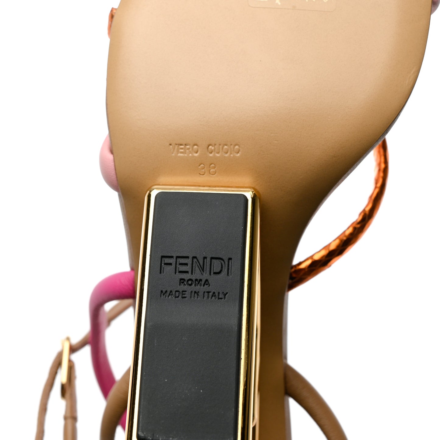 Nappa Metallic Ayers Fendi First 95mm Strappy Sandals 38 Rosa Geranio Albicocca
