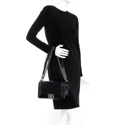 Chanel Lambskin Quilted Medium Boy Flap Black 3 of 9